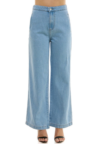 Pantalon mezclilla wide leg