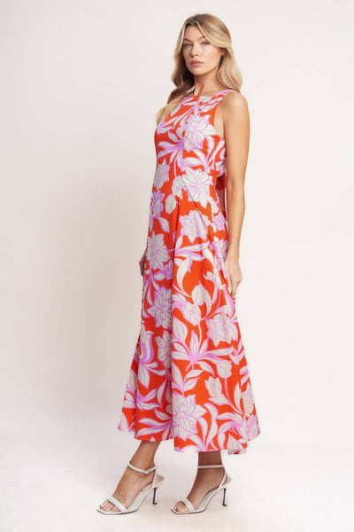 Vestido largo sin manga estampado floral