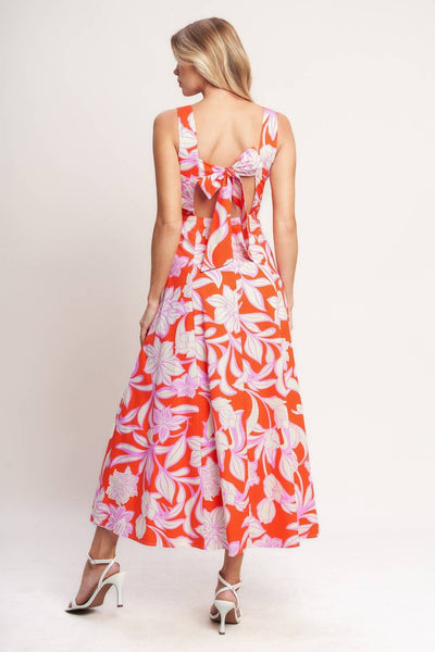 Vestido largo sin manga estampado floral