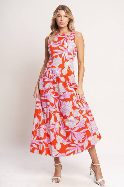 Vestido largo sin manga estampado floral