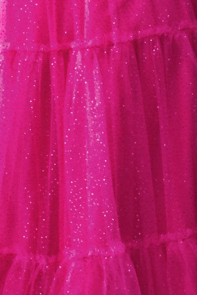 Vestido  largo una manga de tul con brillos