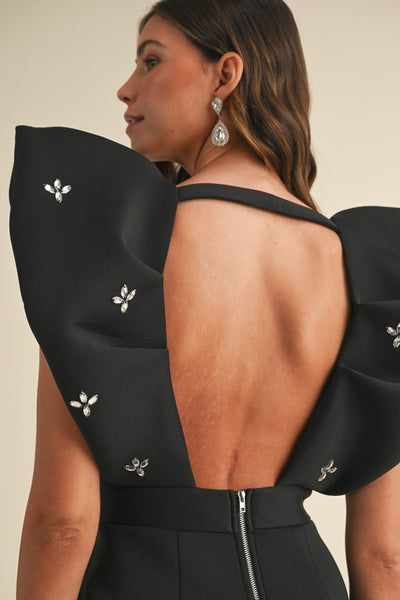 Vestido  mini escote v con piedras
