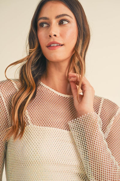 Vestido  midi de red con piedras