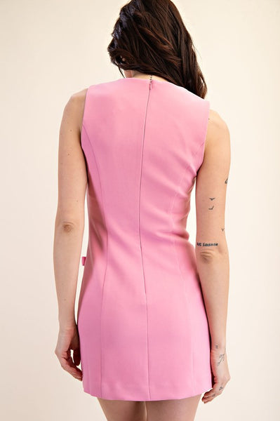 Vestido mini sin manga bolsas al frente