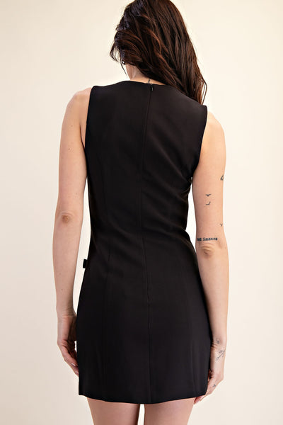Vestido mini sin manga bolsas al frente