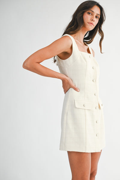 Vestido mini tirantes botones al frente