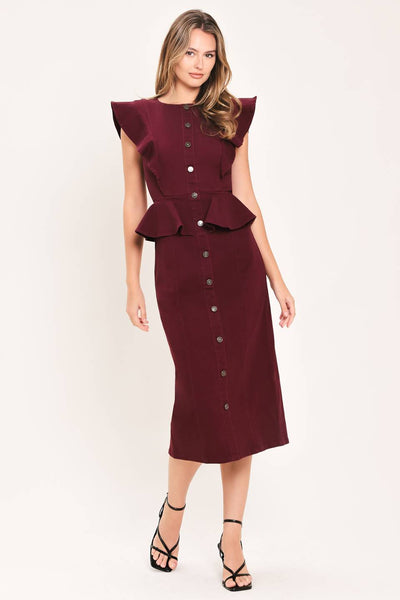 Vestido midi cuello redondo