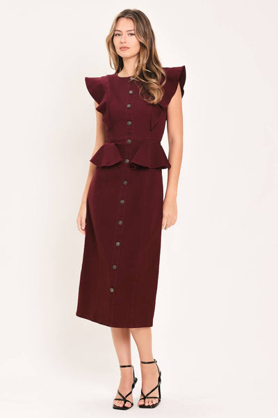 Vestido midi cuello redondo