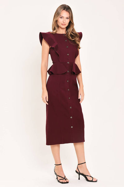 Vestido midi cuello redondo