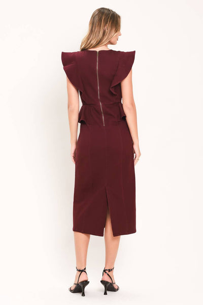 Vestido midi cuello redondo