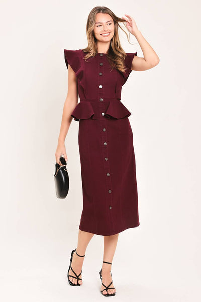 Vestido midi cuello redondo