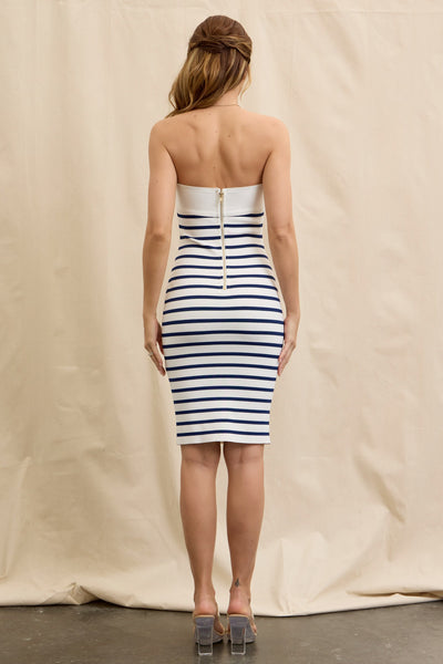 Vestido strapless bandage marinero