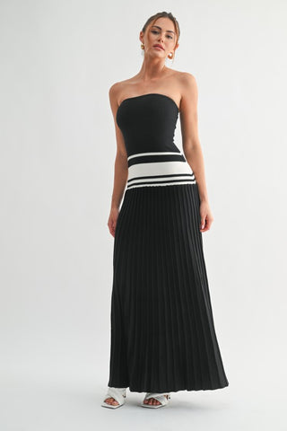 Vestido  strapless maxi de punto